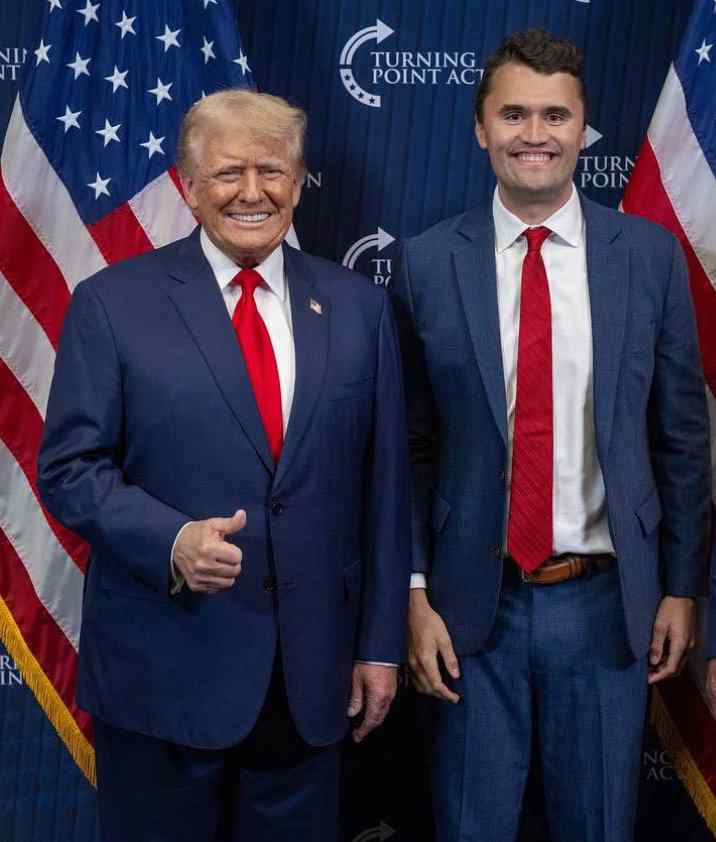 Donald Trump with Charlie Kirk during a Turning Point USA event